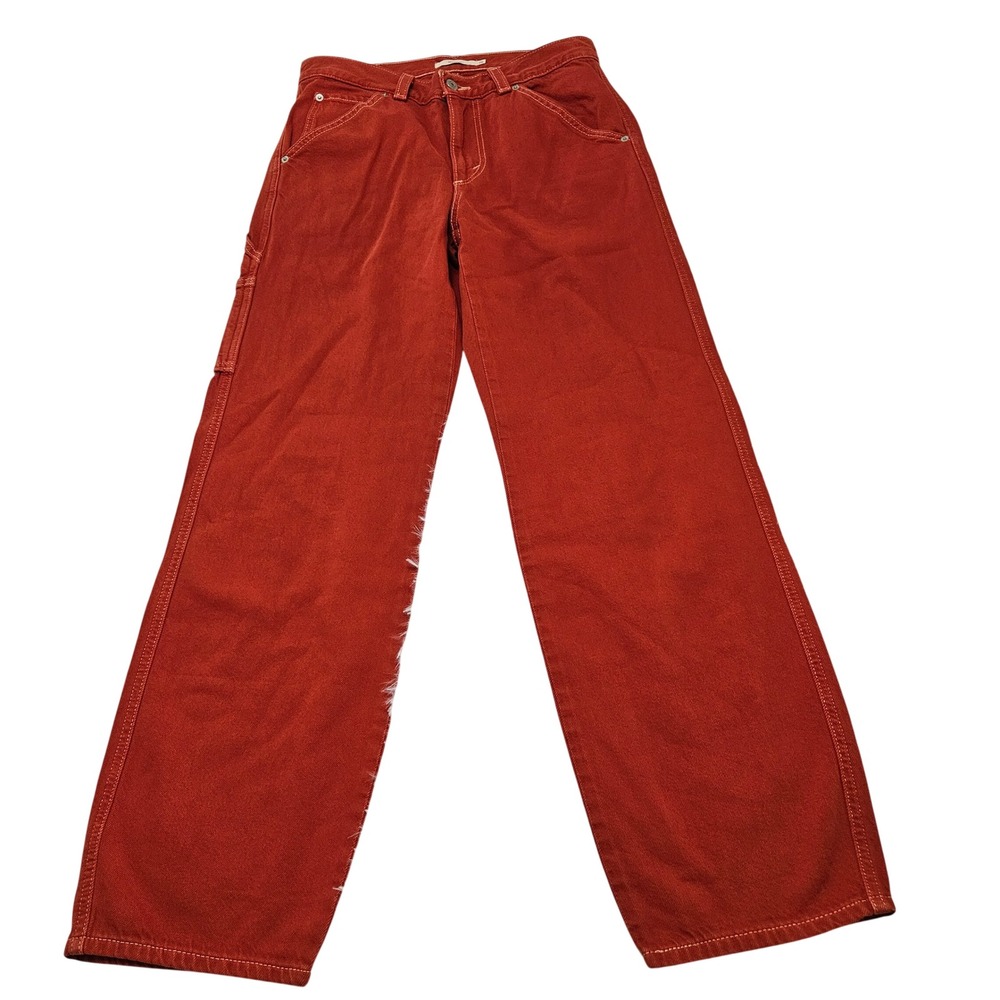 Levis Womens Dad Utility Pants Rust Relaxed Straight Leg Carpenter Jeans Sz 26 - Picture 2 of 13